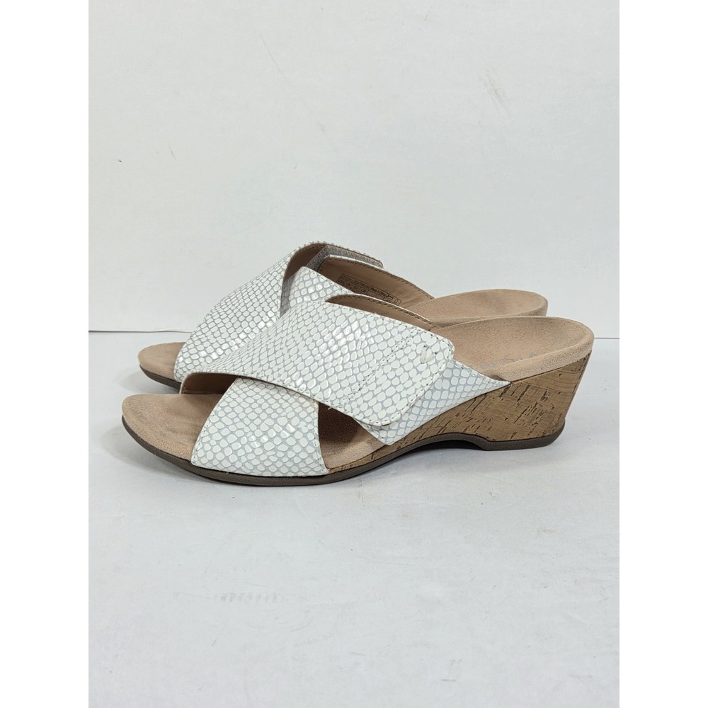 Vionic White Leticia Lizard Print Wedge Slide Sandals Wmn Sz 6